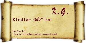Kindler Gálos névjegykártya